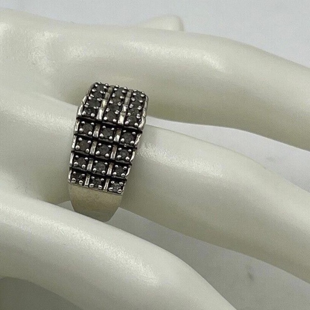 JWBR Sterling Silver & Diamond Tiered Cocktail Anniversary Open Back Ring Sz 8.5